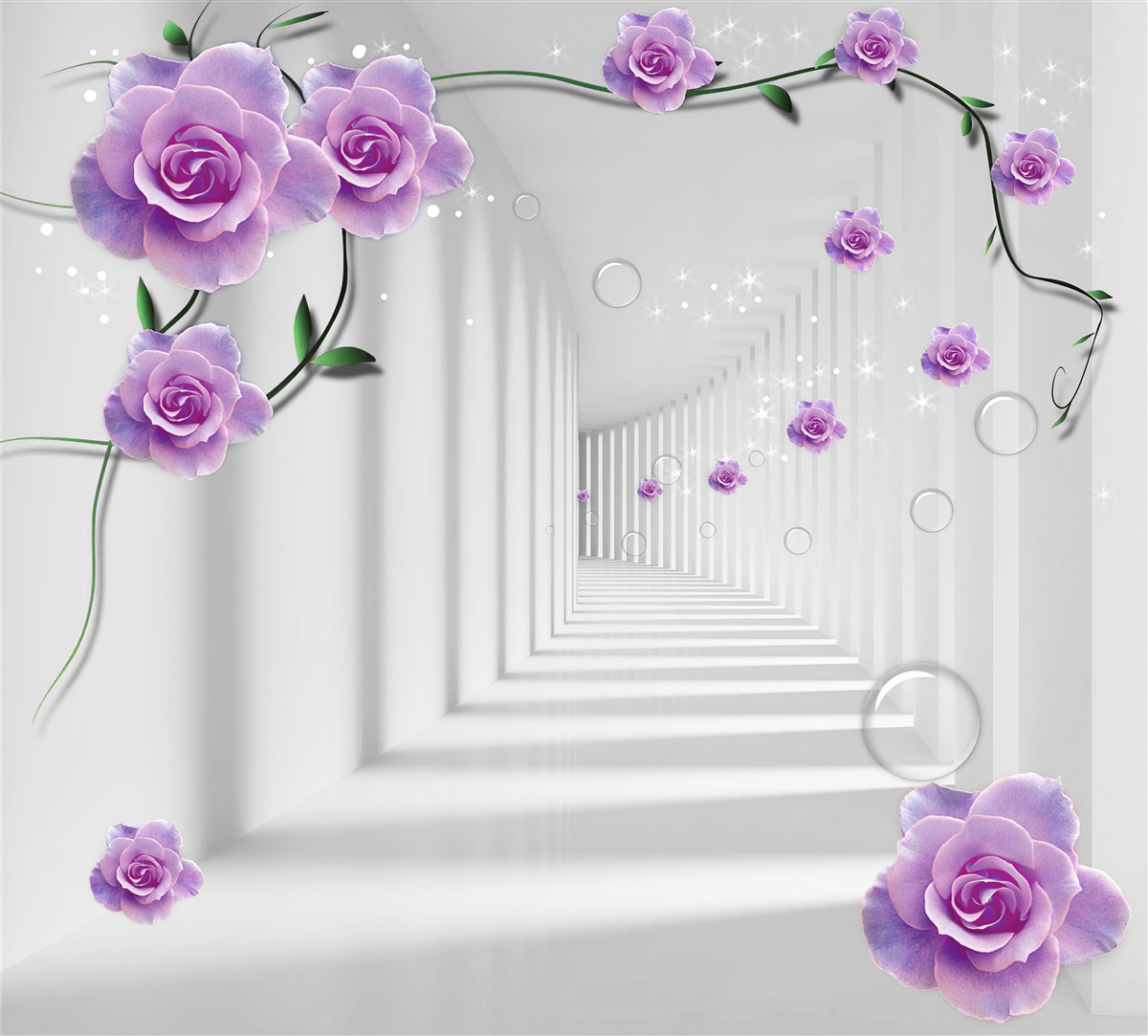 Fototapeta kwiaty, które kwitły w tle tunelu