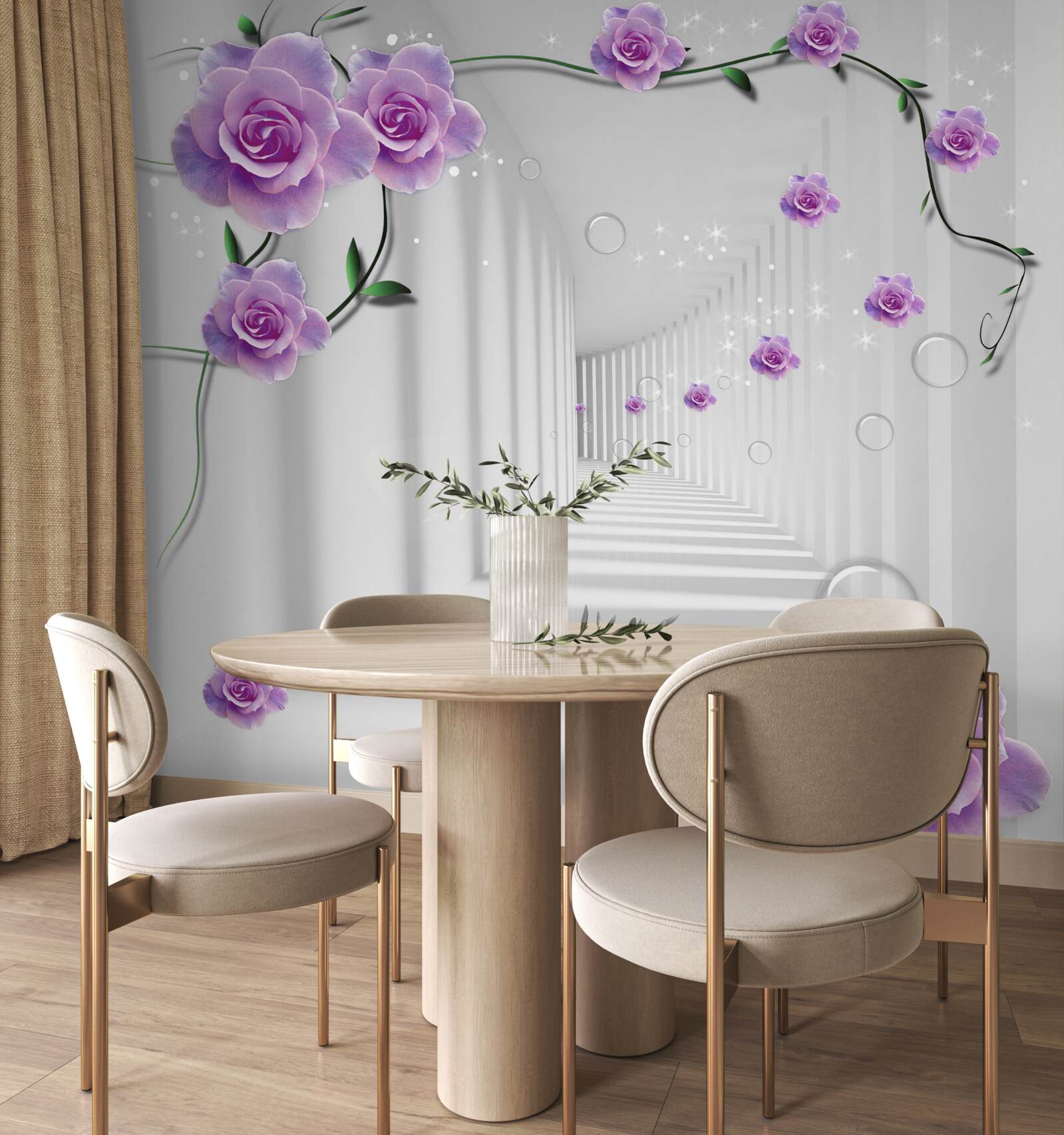 Fototapeta kwiaty, które kwitły w tle tunelu