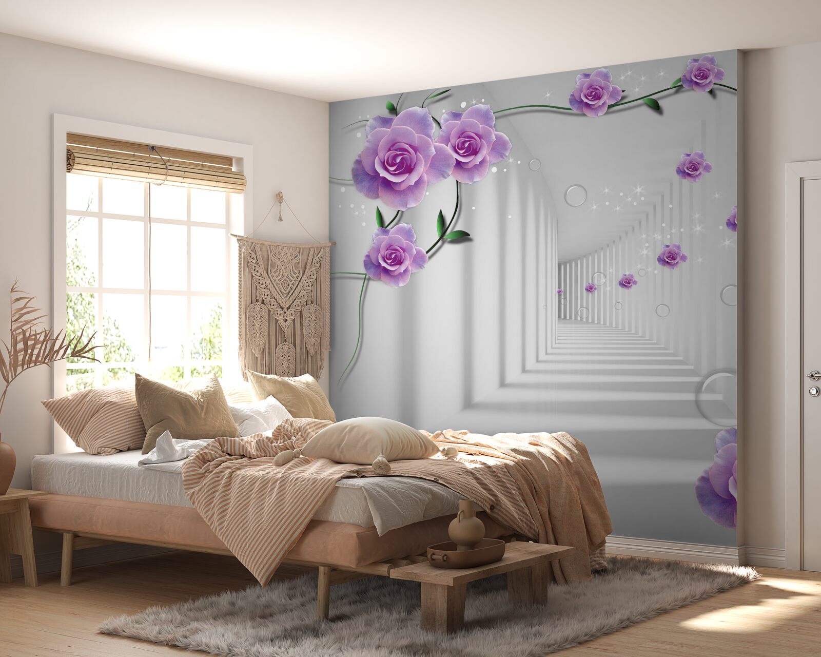 Fototapeta kwiaty, które kwitły w tle tunelu