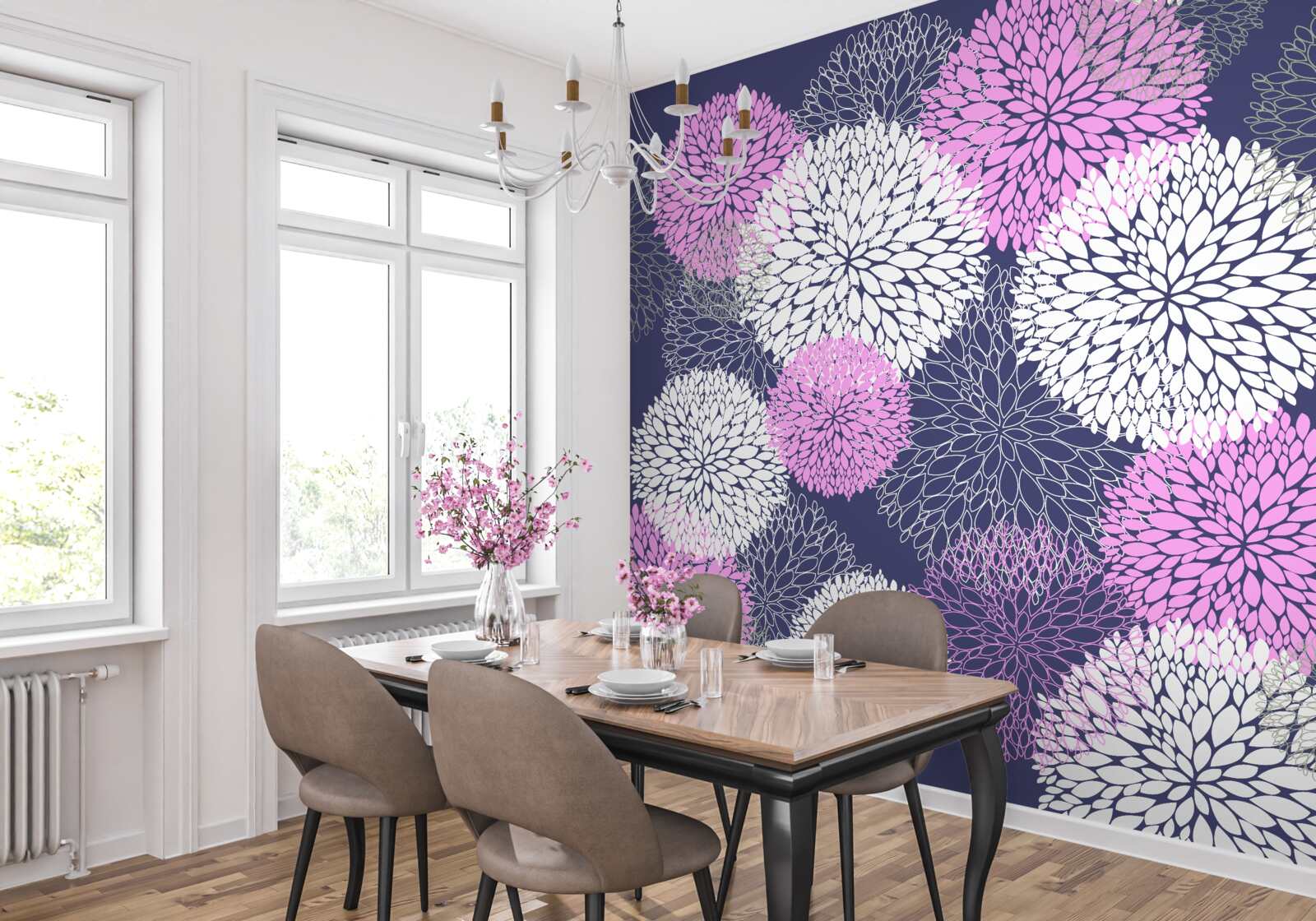 Fototapeta zawilce różowe i białe