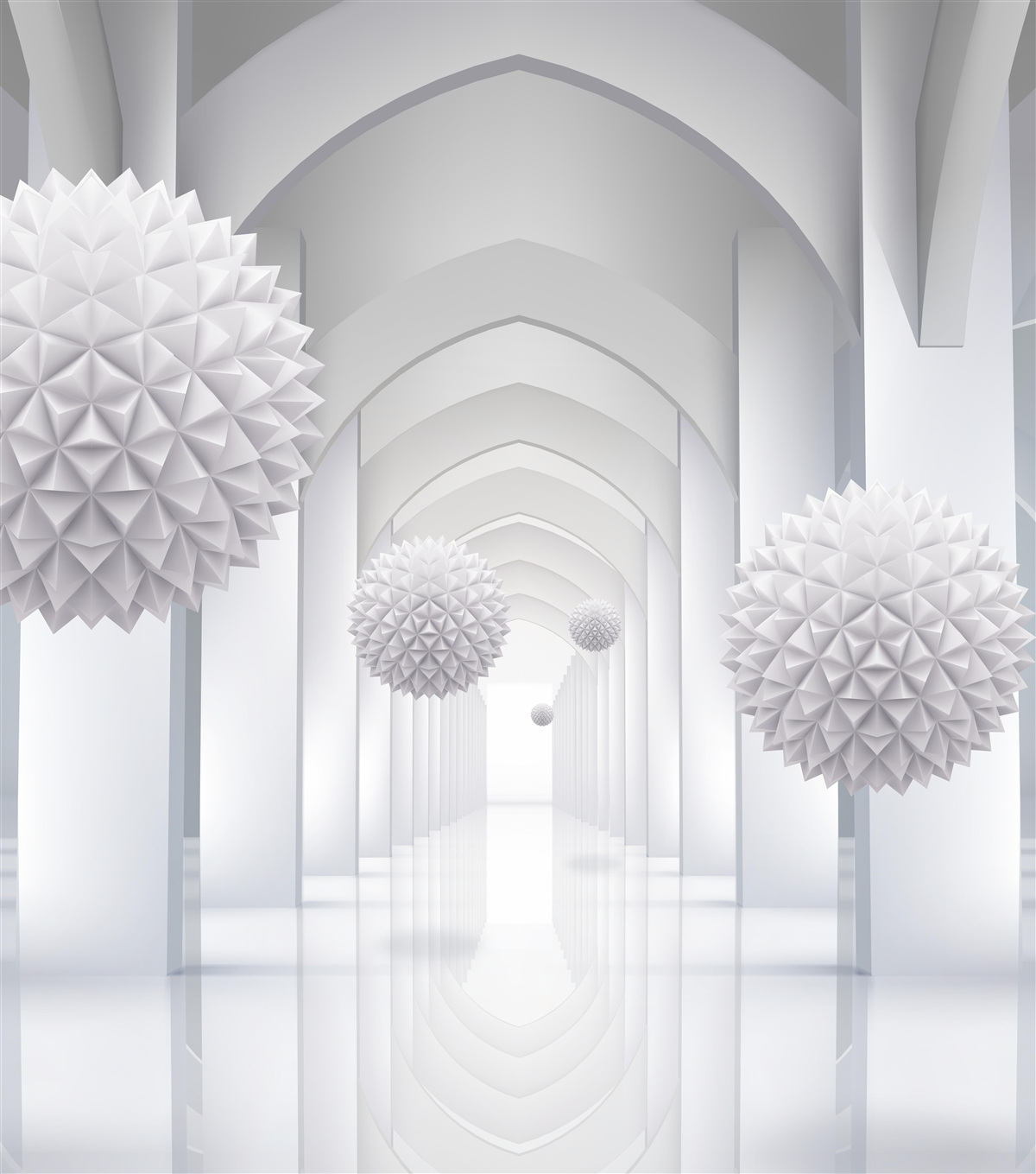 Fototapeta Łuki w stylu gotyckim i balony wznoszące się w niebo