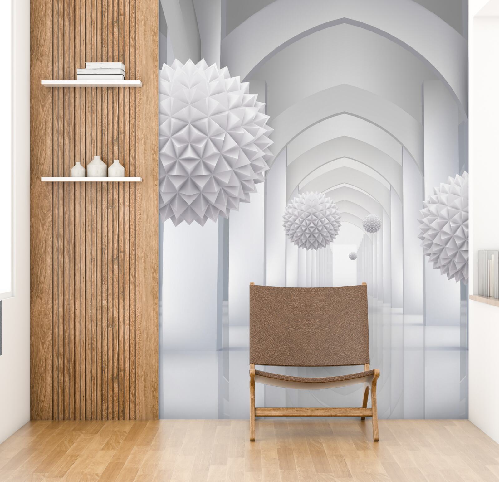 Fototapeta Łuki w stylu gotyckim i balony wznoszące się w niebo