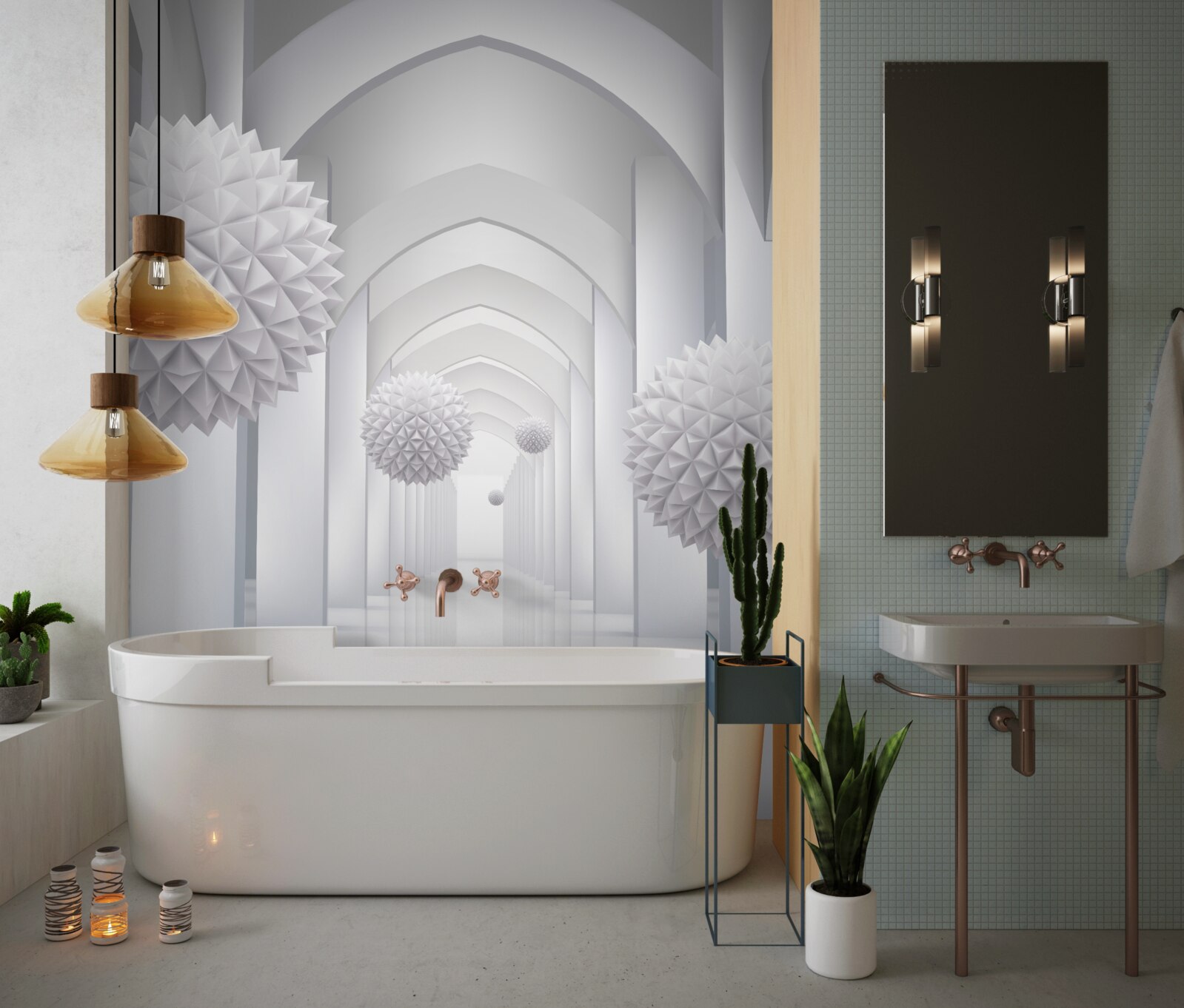 Fototapeta Łuki w stylu gotyckim i balony wznoszące się w niebo