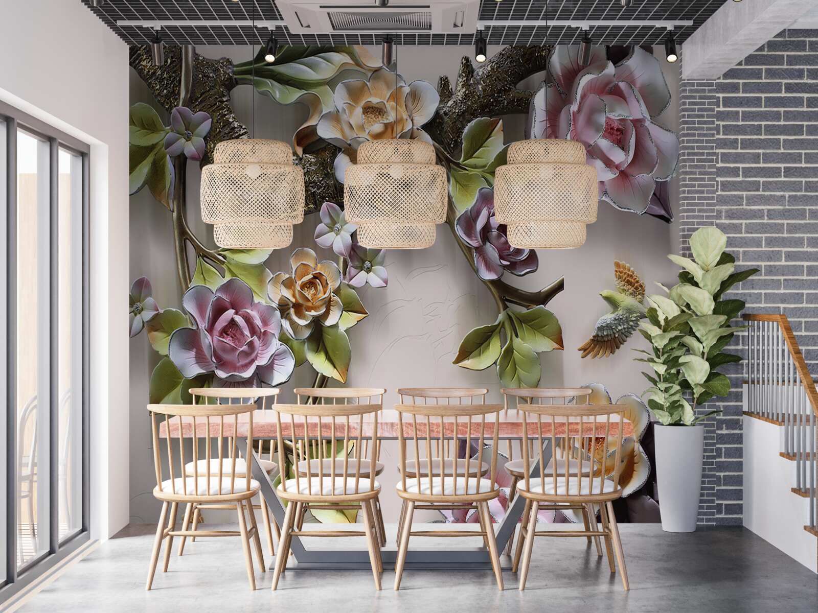 Fototapeta kolorowe róże na gałązkach są przepiękne