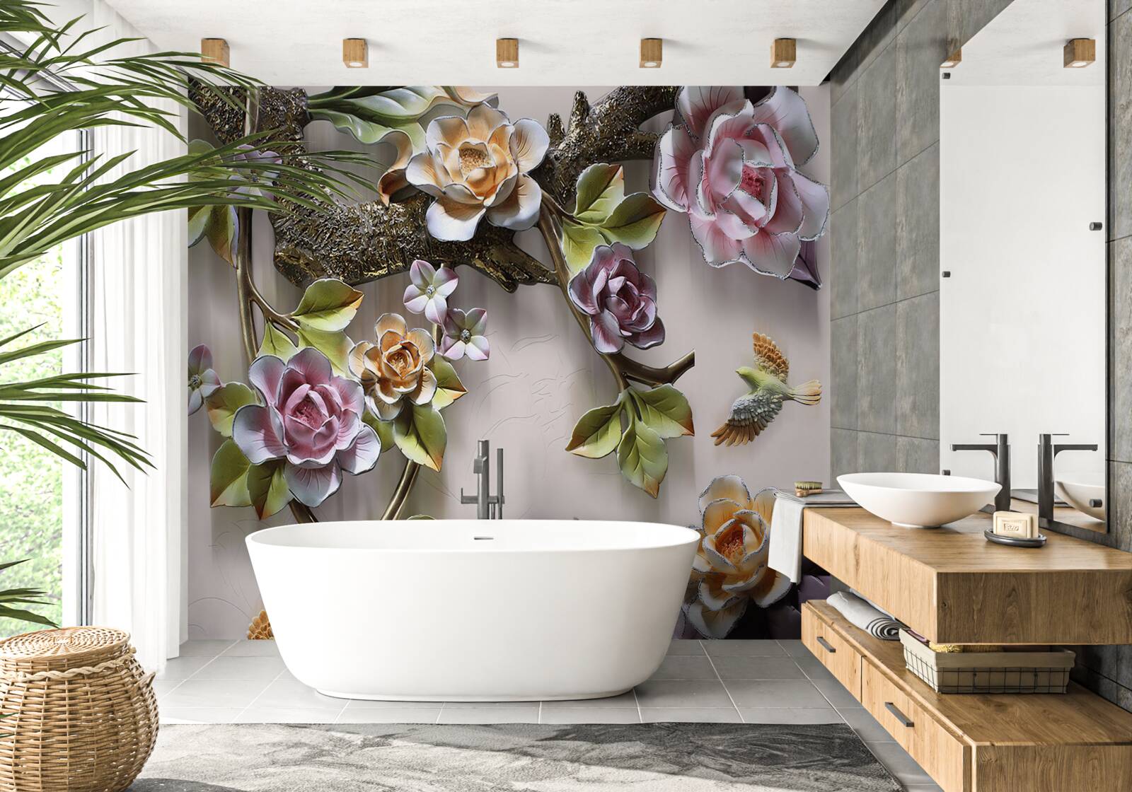 Fototapeta kolorowe róże na gałązkach są przepiękne