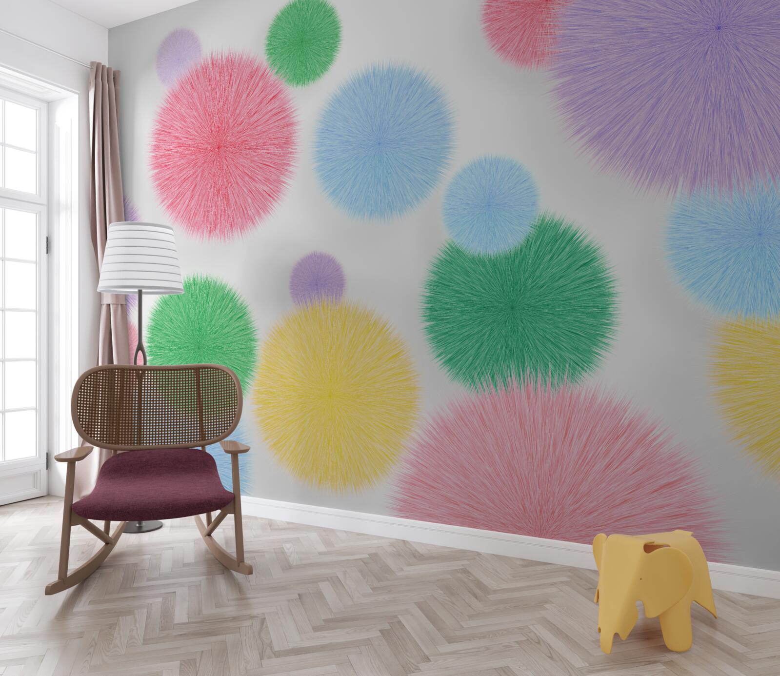 Fototapeta kolorowe kółka na jasnym tle