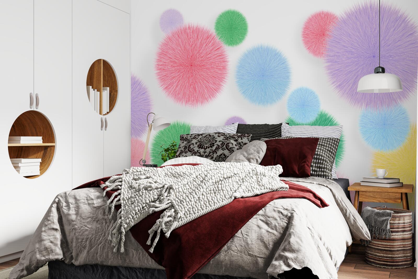 Fototapeta kolorowe kółka na jasnym tle