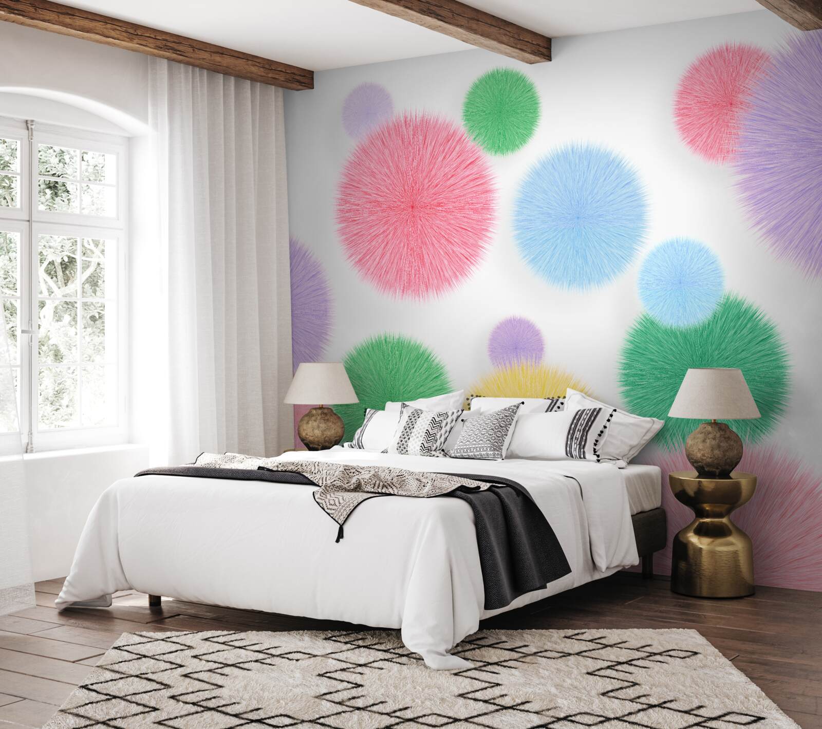 Fototapeta kolorowe kółka na jasnym tle