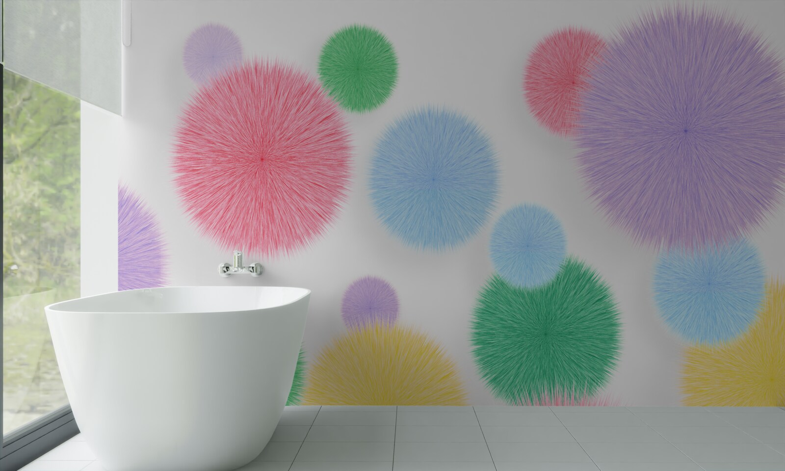 Fototapeta kolorowe kółka na jasnym tle