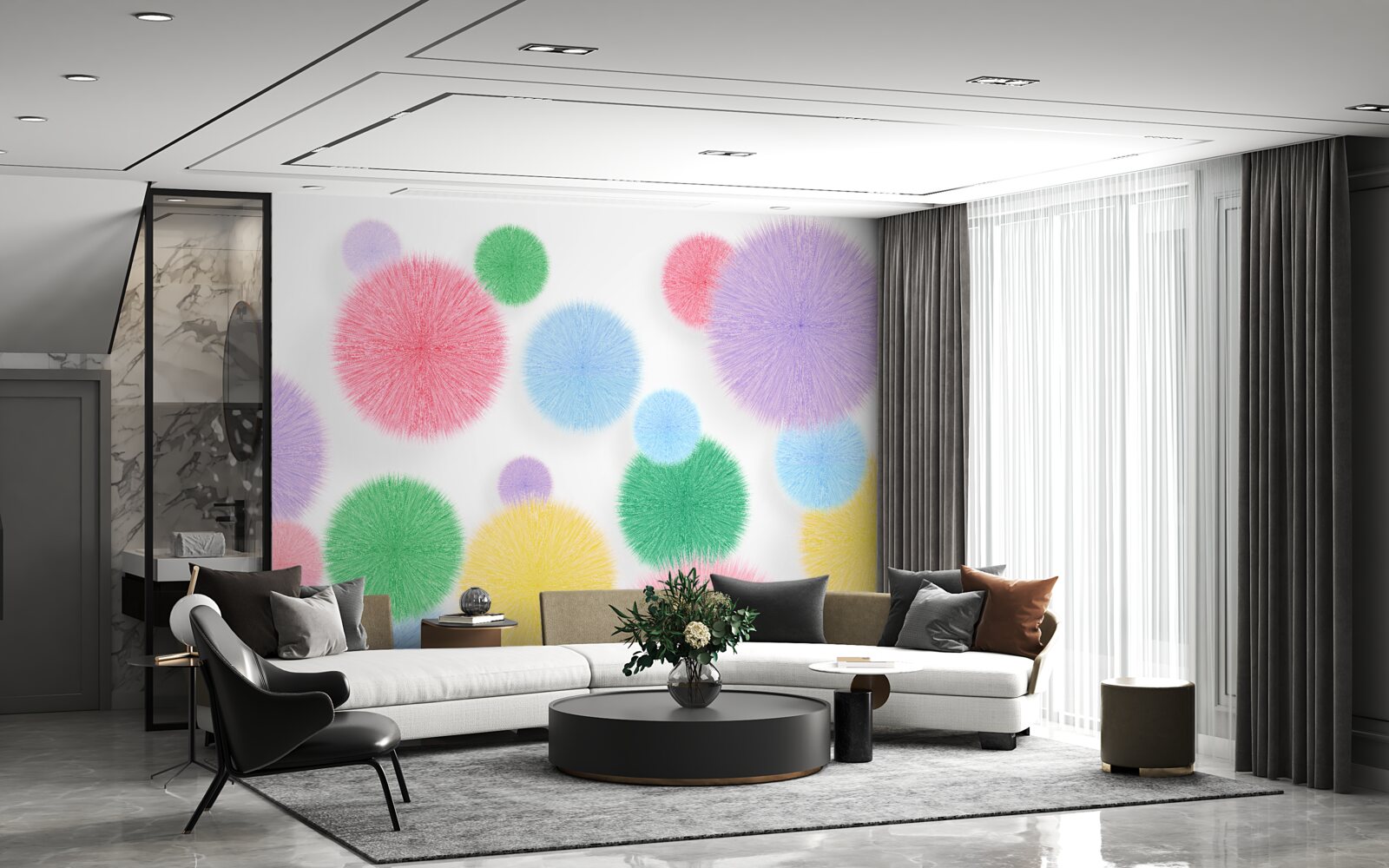 Fototapeta kolorowe kółka na jasnym tle