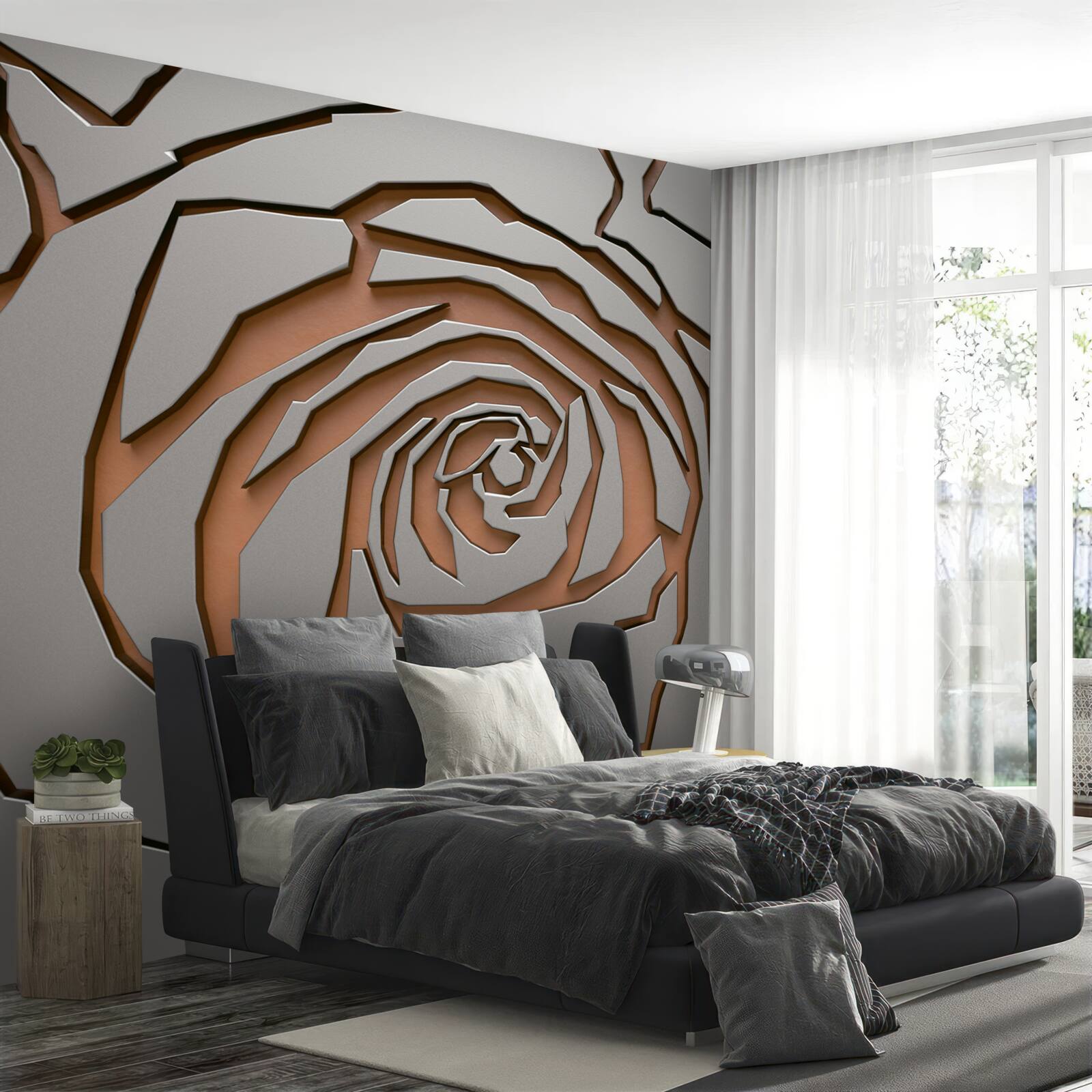 Fototapeta szara róża wykonana ze stali