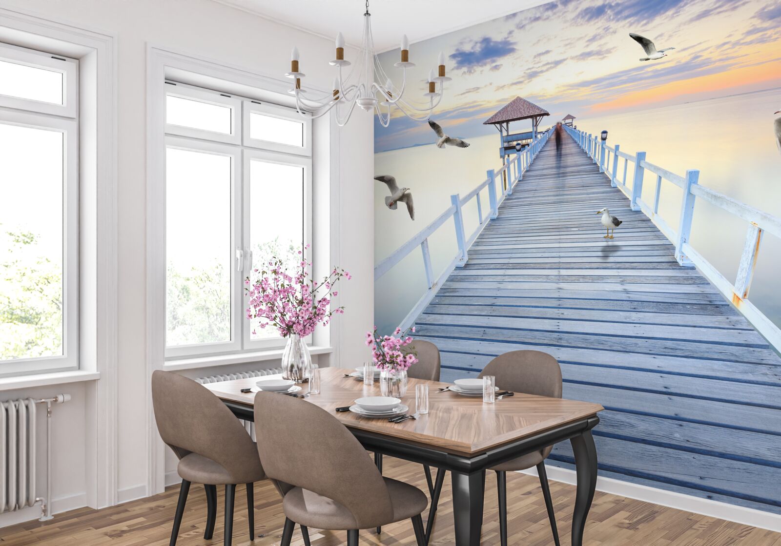 Fototapeta drewniany most prowadzący do oceanu