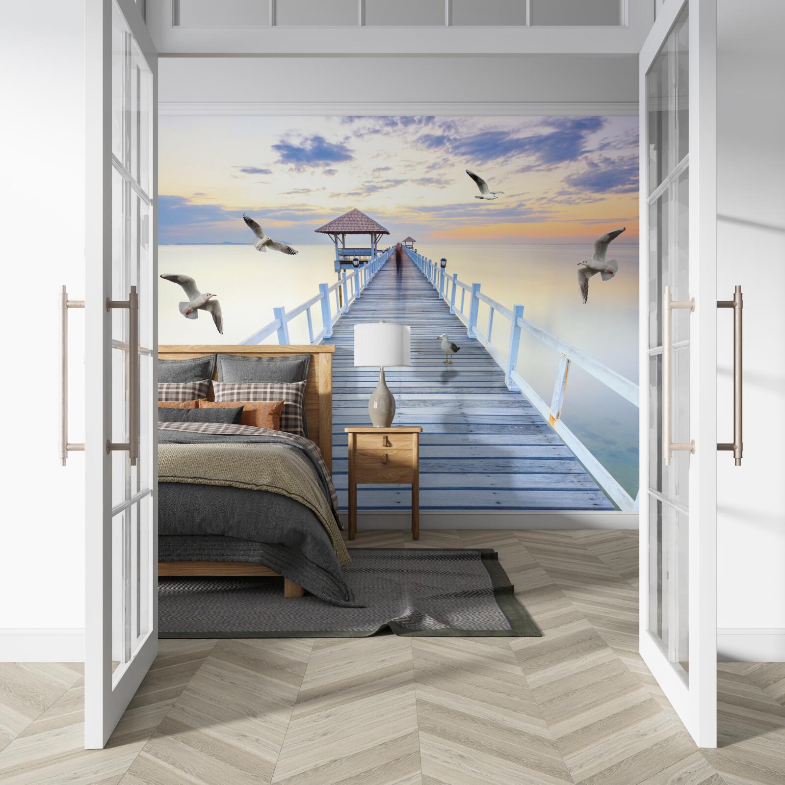 Fototapeta drewniany most prowadzący do oceanu