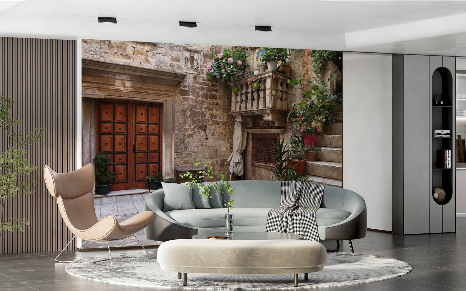 Fototapeta zabytkowe stopnie schodów na dziedzińcu