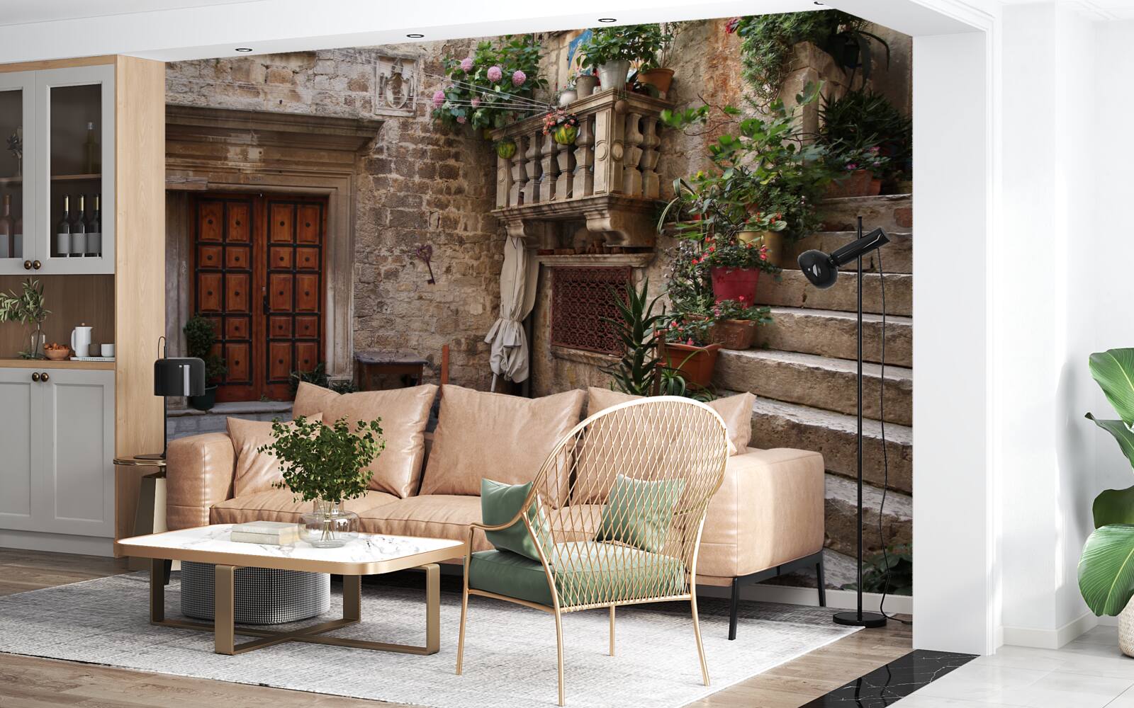 Fototapeta zabytkowe stopnie schodów na dziedzińcu