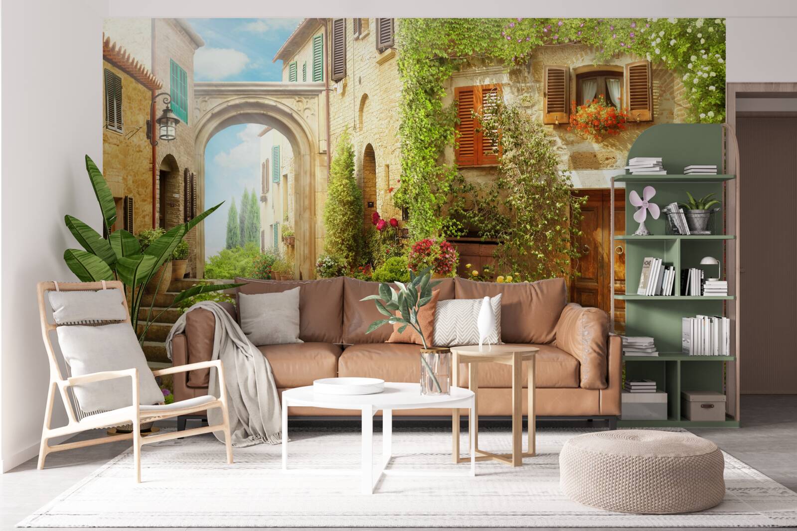 Fototapeta kącik z kwiatami na ulicy