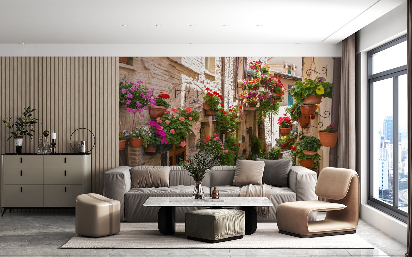 Fototapeta ulica zanurzona w gęstej zieleni, spowijająca swoją starożytność