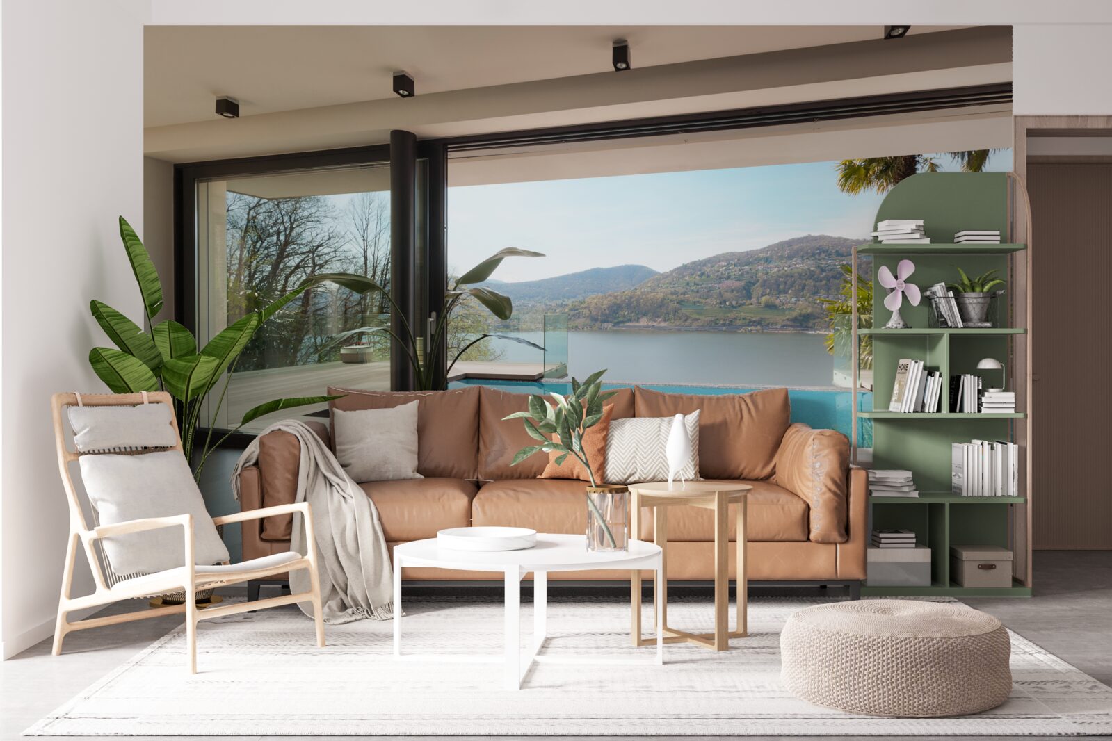 Fototapeta ekskluzywny basen z panoramicznym widokiem na pasmo górskie