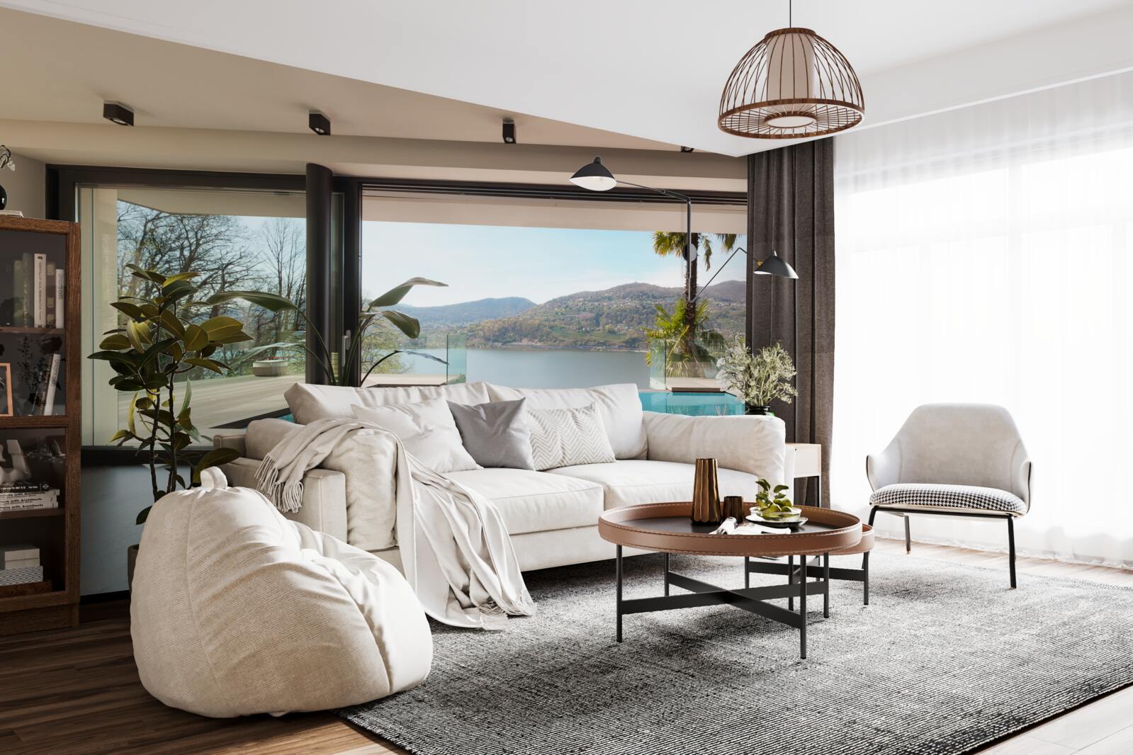 Fototapeta ekskluzywny basen z panoramicznym widokiem na pasmo górskie