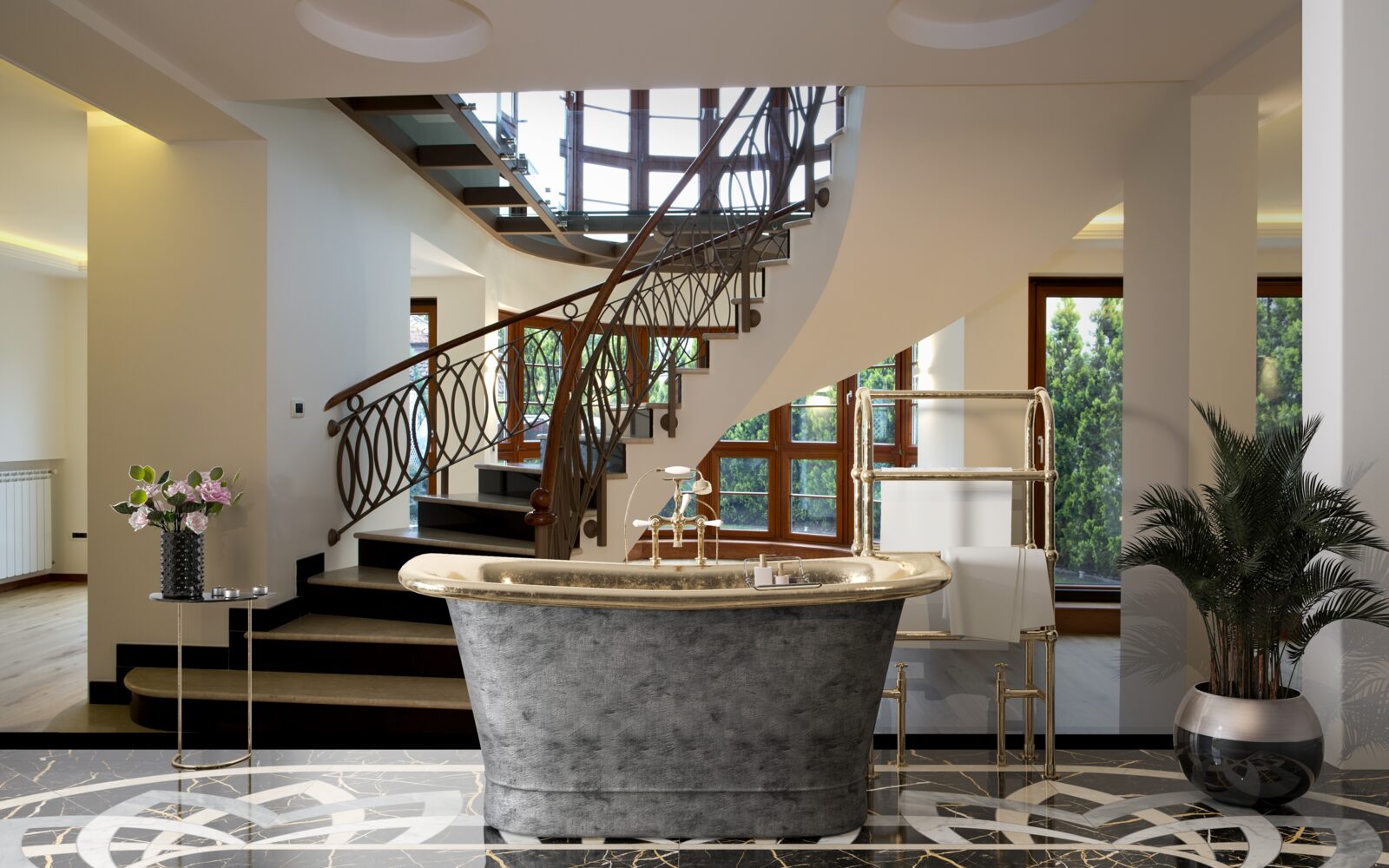 Fototapeta lobby z formalnymi schodami