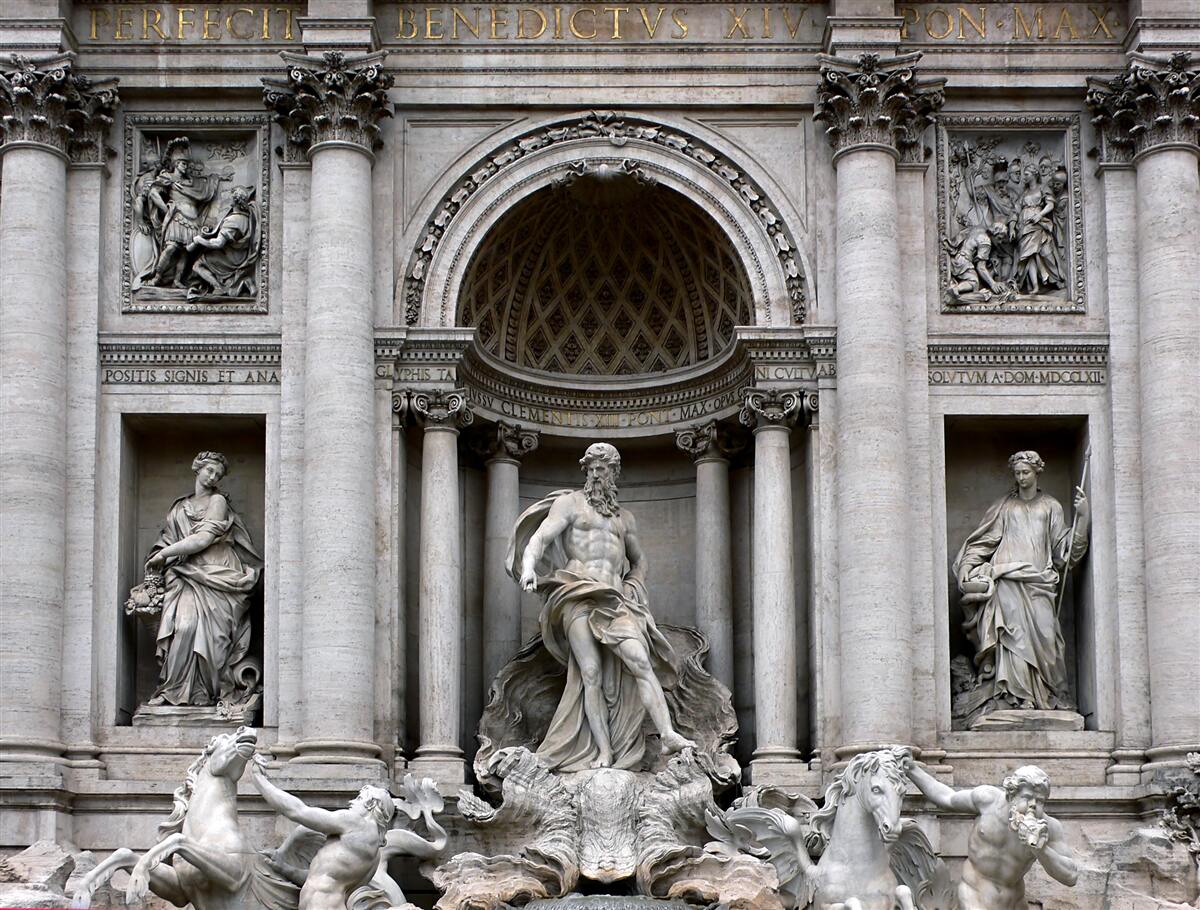 Fototapeta posągi z fontanną treves