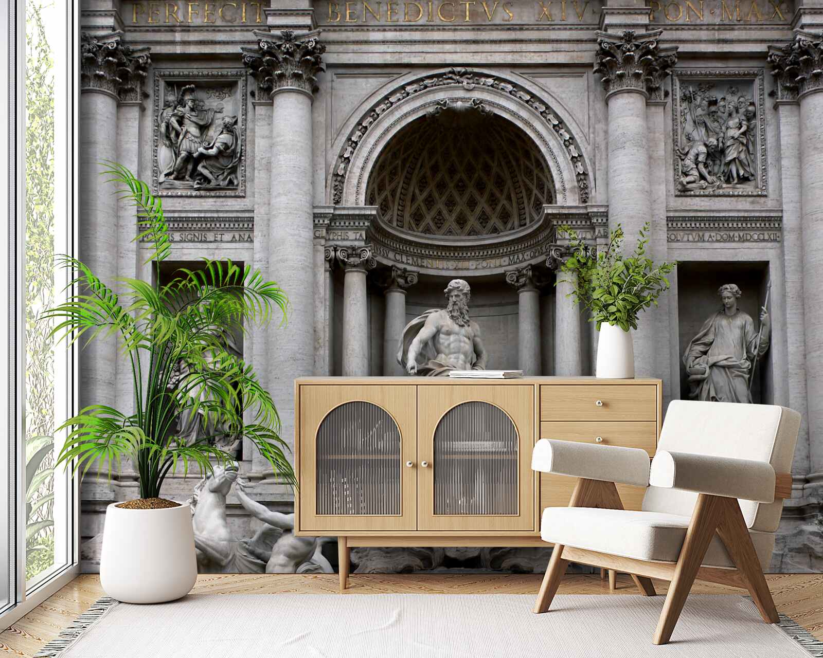 Fototapeta posągi z fontanną treves