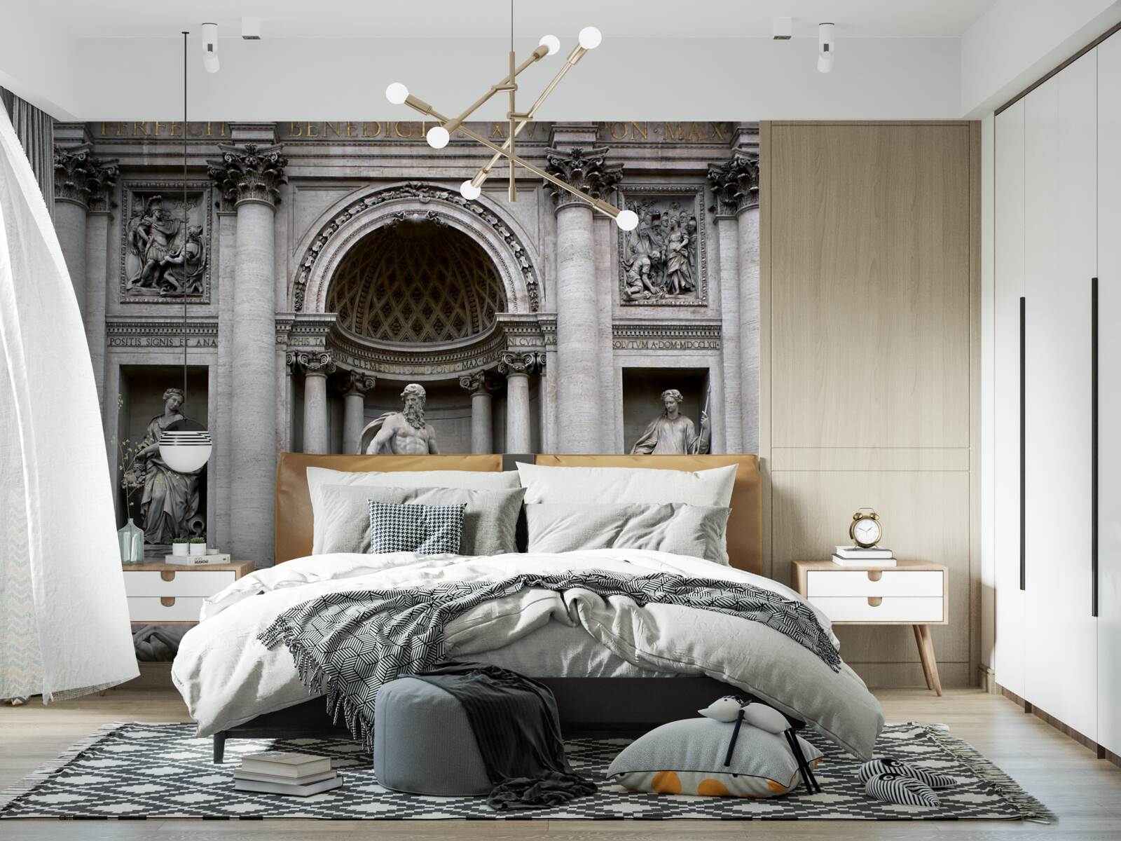 Fototapeta posągi z fontanną treves