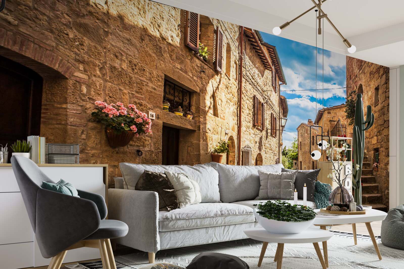 Fototapeta toskańska ulica w letni jasny dzień