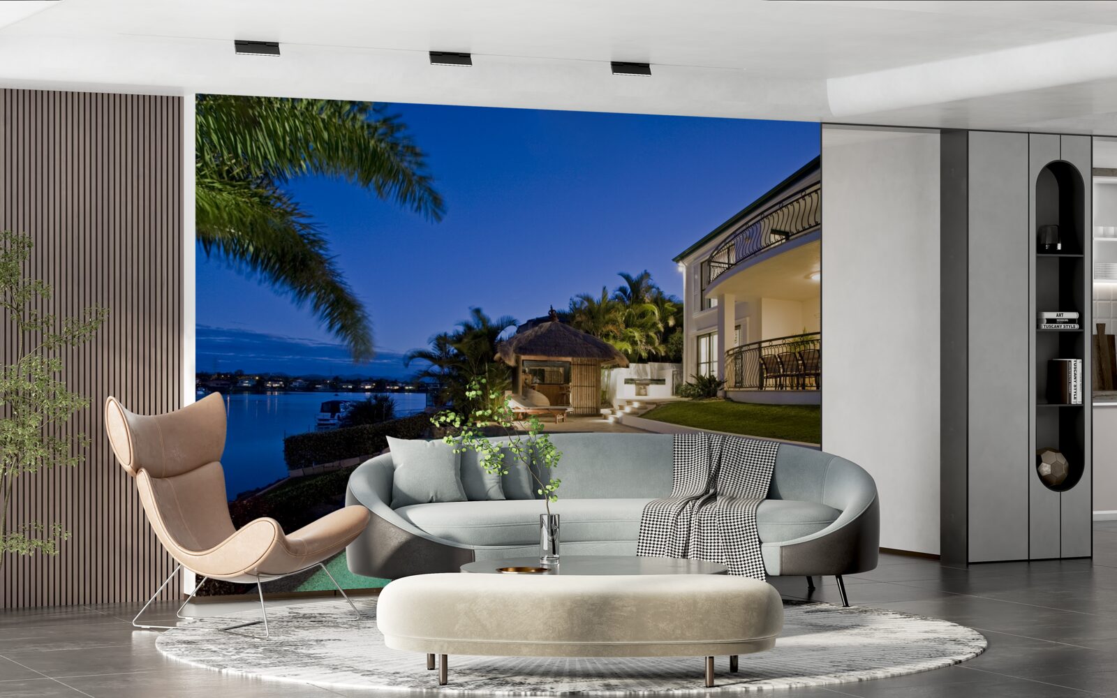 Fototapeta luksusowy basen obok obiektu