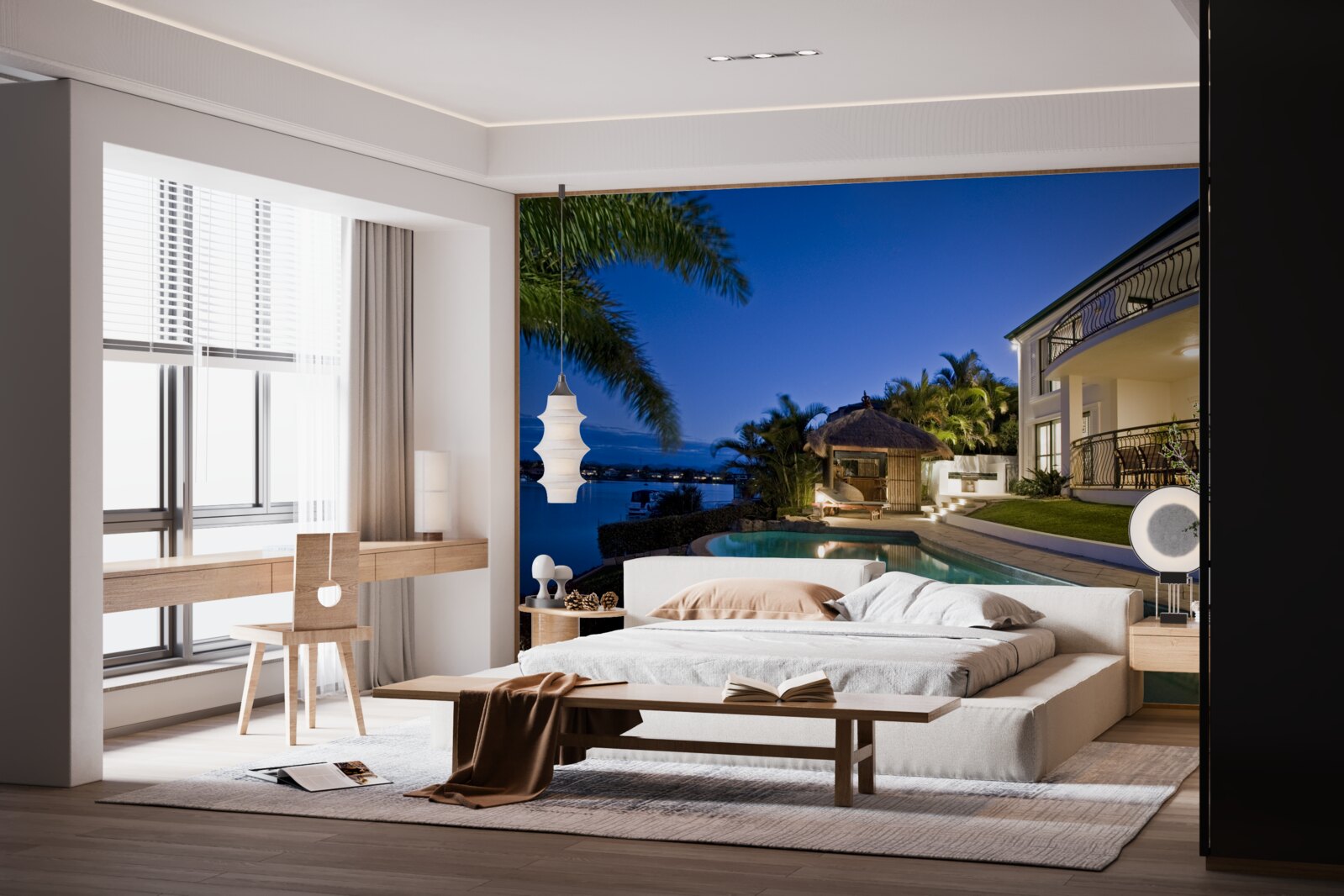 Fototapeta luksusowy basen obok obiektu