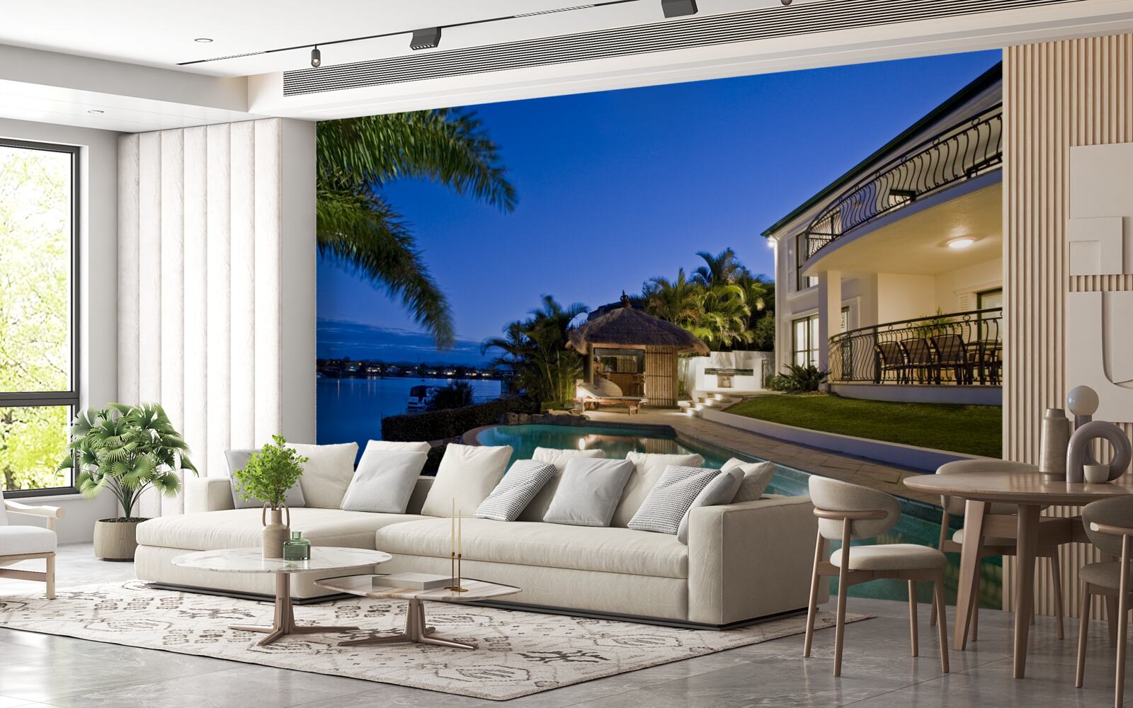 Fototapeta luksusowy basen obok obiektu