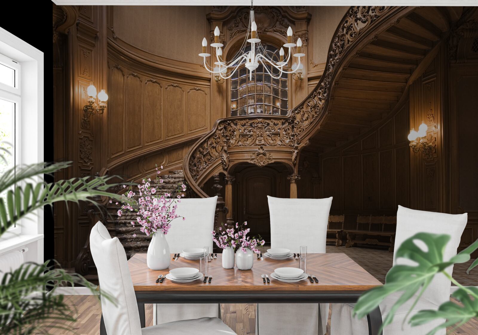 Fototapeta drewniane schody w domu akademików