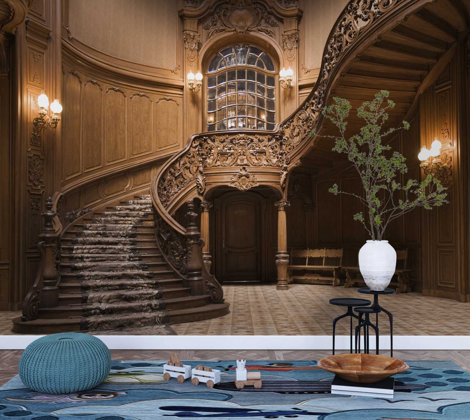 Fototapeta drewniane schody w domu akademików