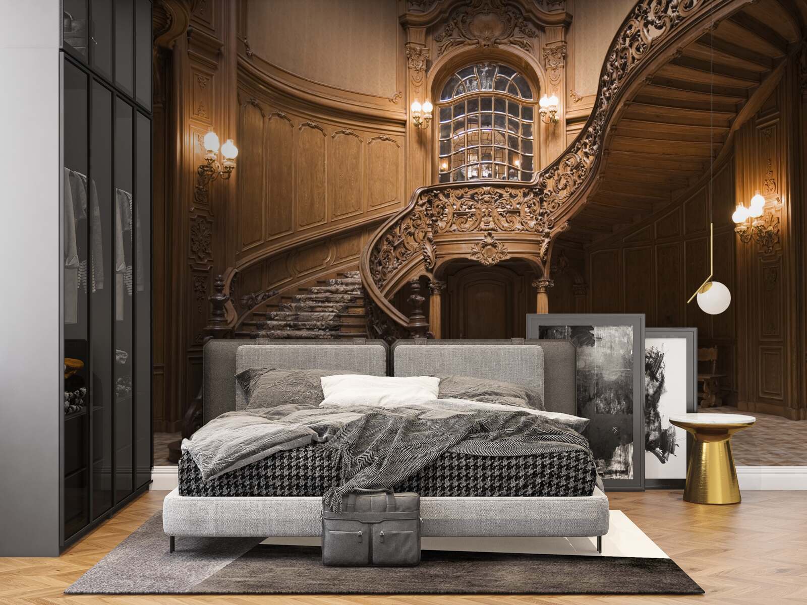 Fototapeta drewniane schody w domu akademików