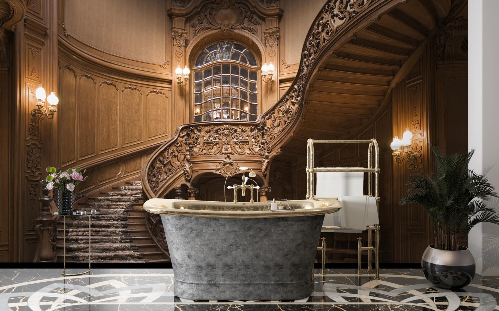 Fototapeta drewniane schody w domu akademików