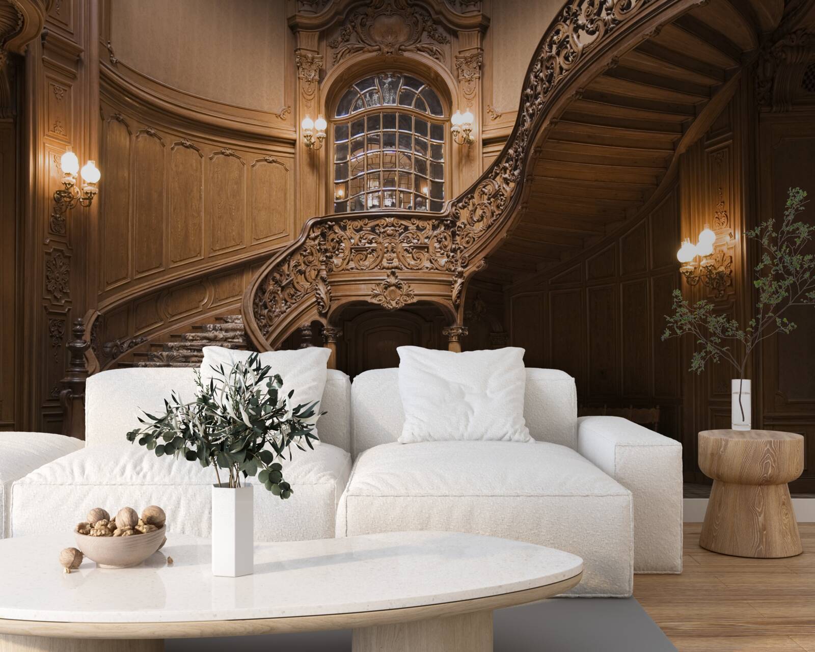 Fototapeta drewniane schody w domu akademików