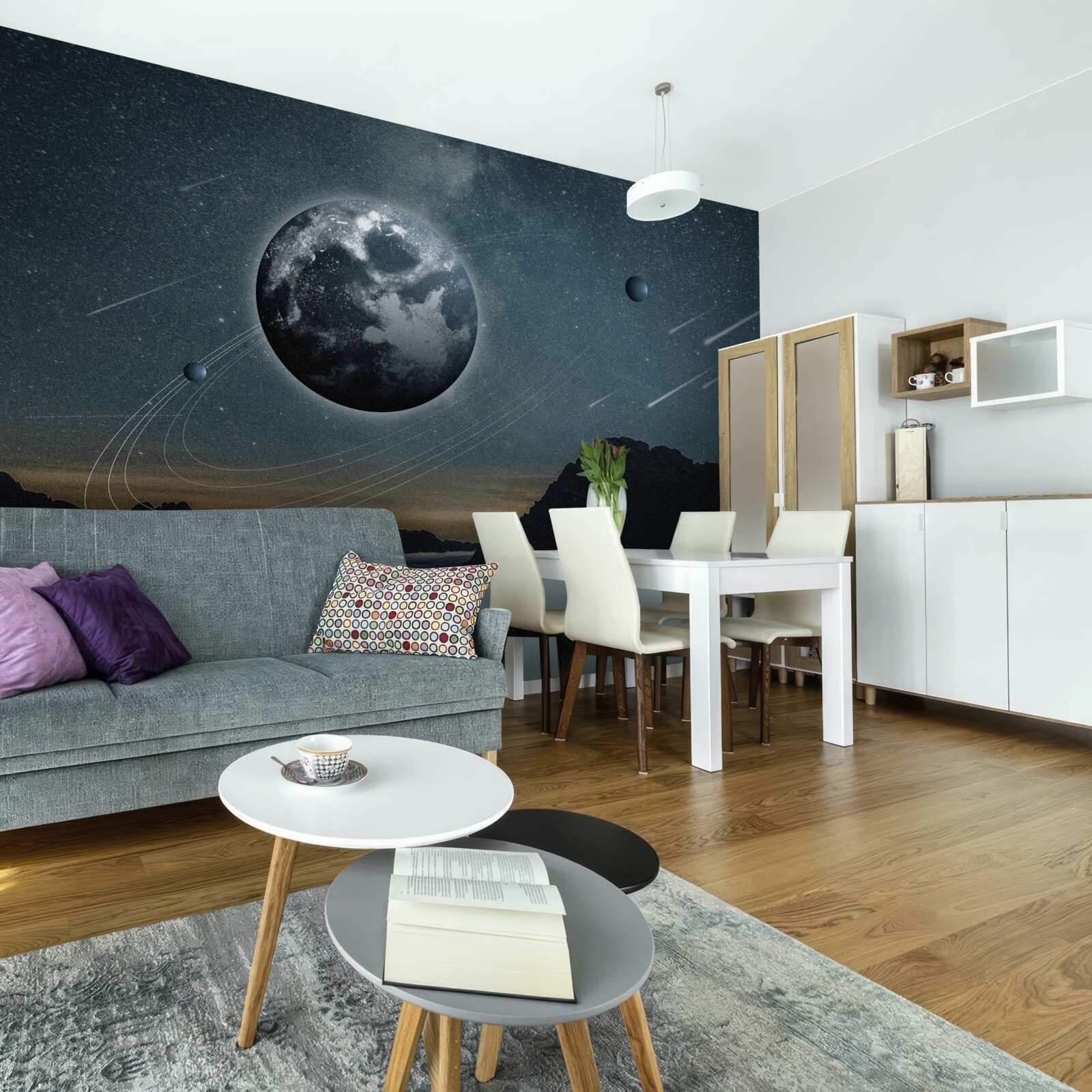 Fototapeta deszcz meteorytów i satelita ziemi