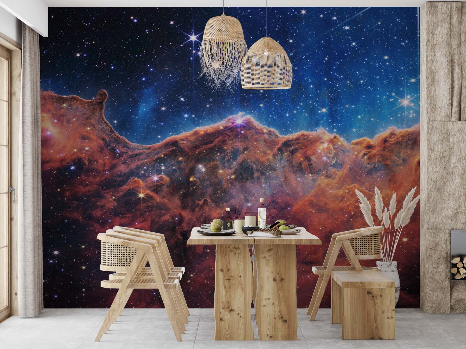 Fototapeta usypane gwiazdami kosmiczne chmury