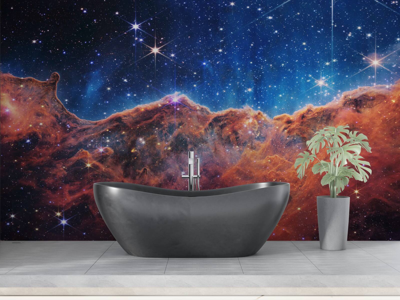 Fototapeta usypane gwiazdami kosmiczne chmury