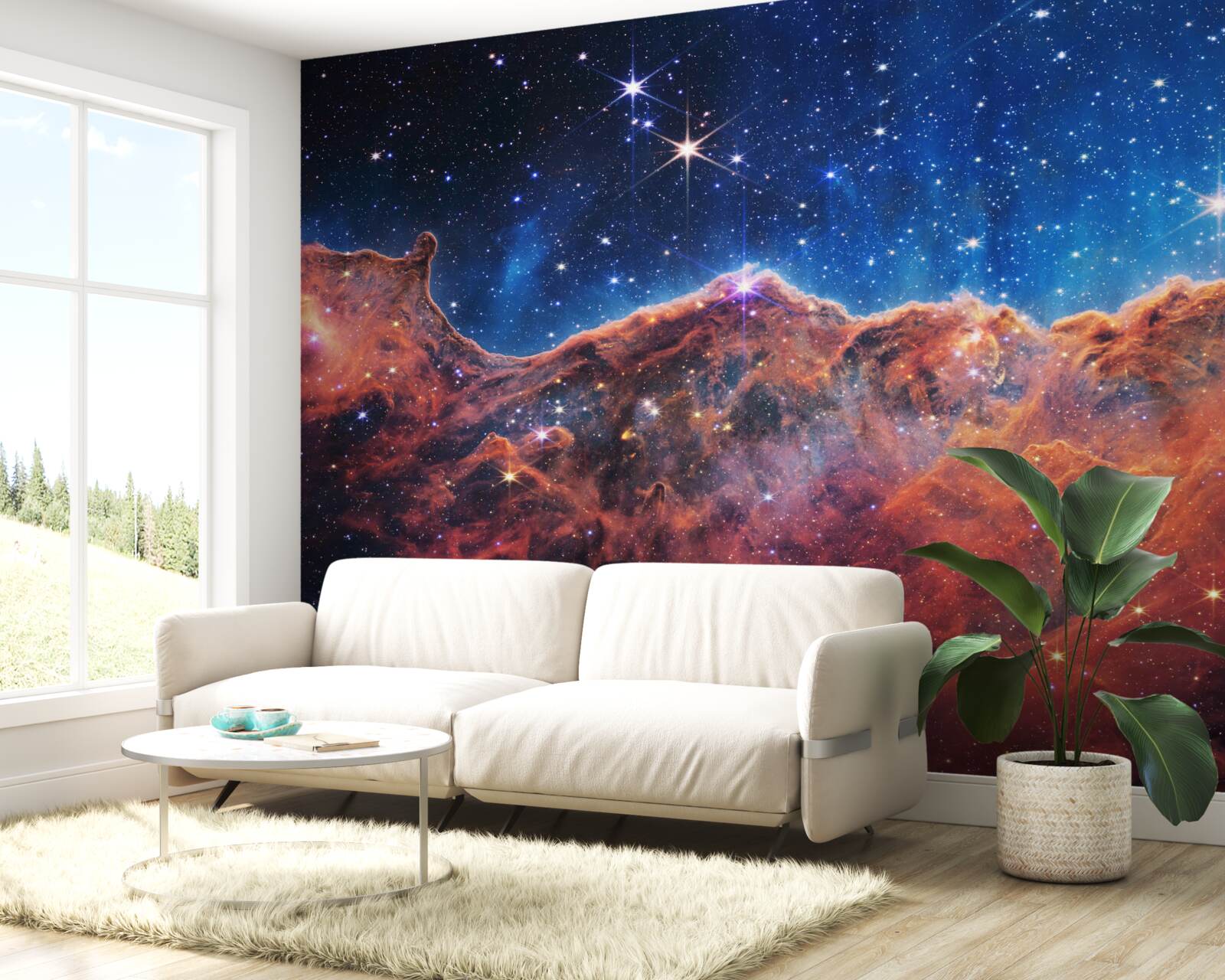 Fototapeta usypane gwiazdami kosmiczne chmury