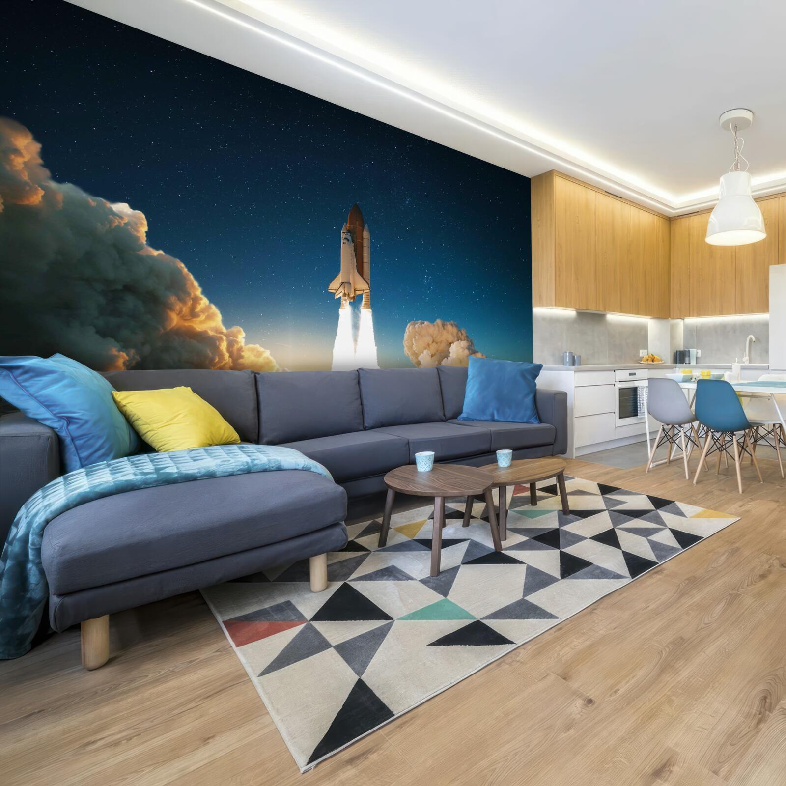 Fototapeta statek kosmiczny rozpoczyna podróż w przestrzeń kosmiczną