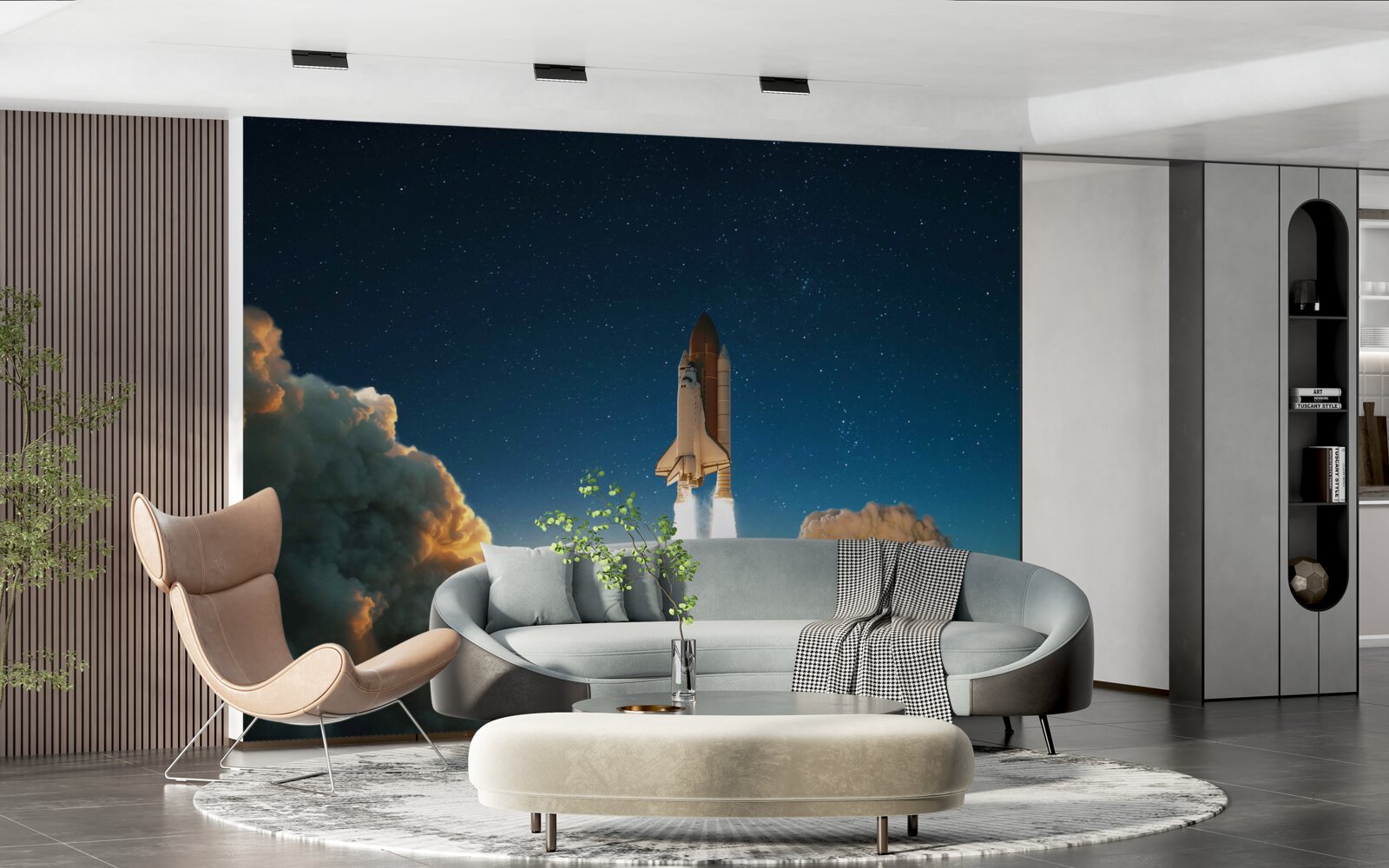 Fototapeta statek kosmiczny rozpoczyna podróż w przestrzeń kosmiczną