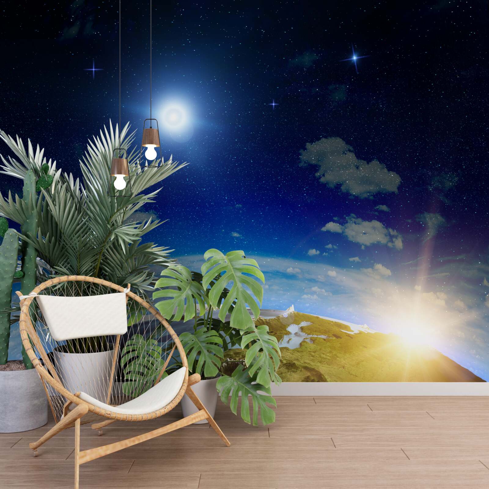 Fototapeta słońce wschodzące nad planetą