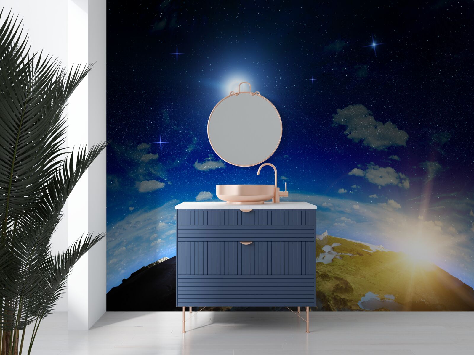 Fototapeta słońce wschodzące nad planetą