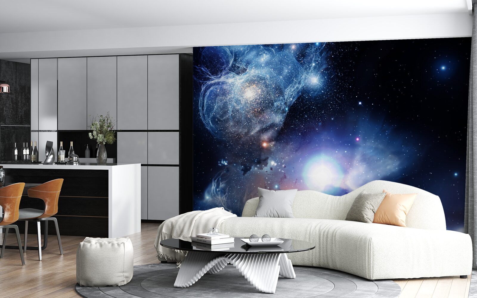 Fototapeta hipnotyzująca świetlista przestrzeń niebiańska