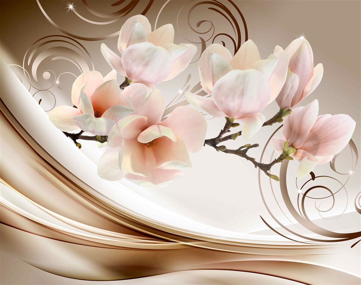 Fototapeta zakwitła gałązka ozdobiona delikatnymi różowymi kwiatami