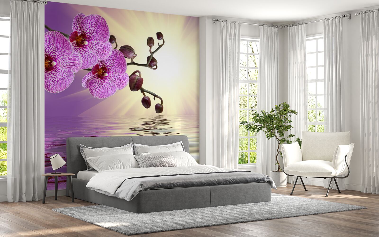 Fototapeta odbicie orchidei w wodzie