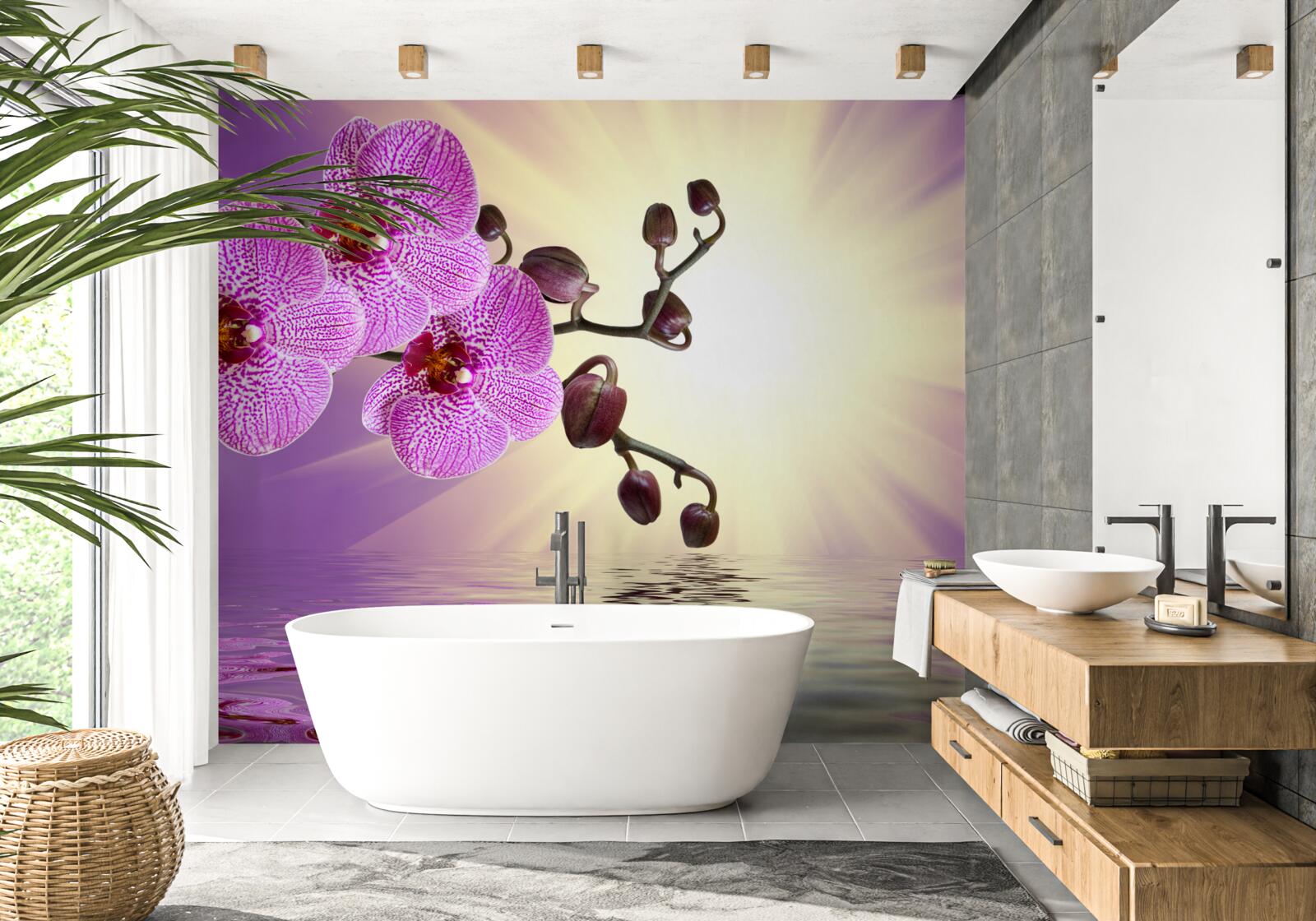 Fototapeta odbicie orchidei w wodzie