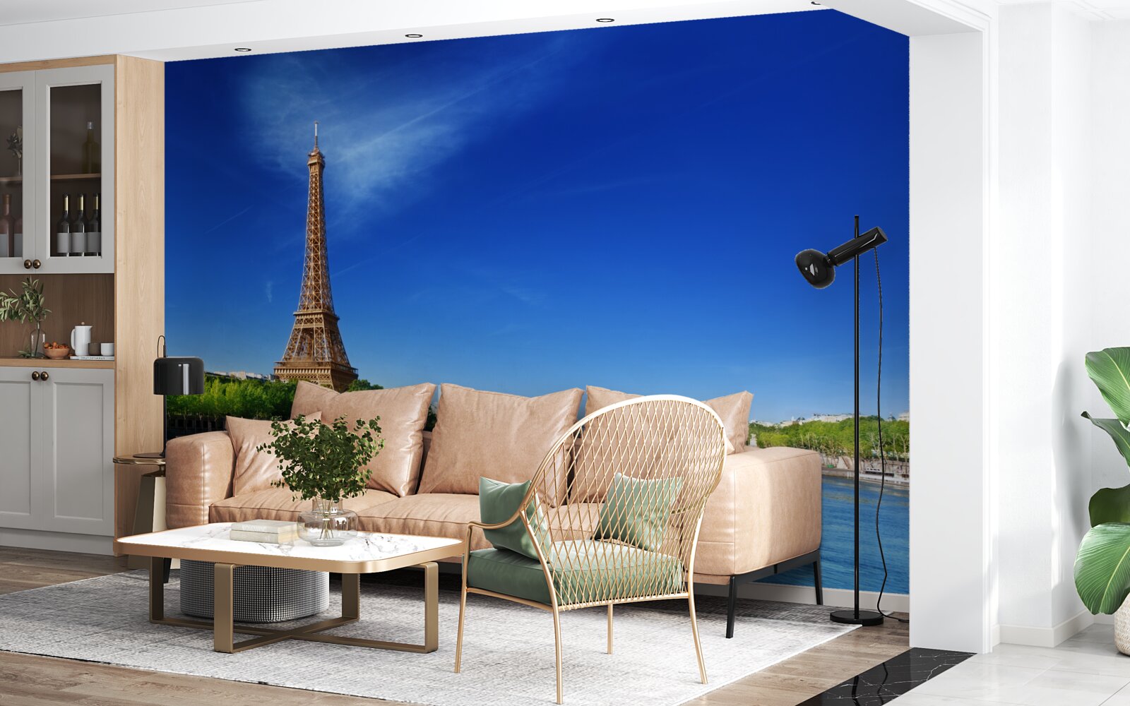 Fototapeta panorama wieży eiffla z przeciwległego brzegu