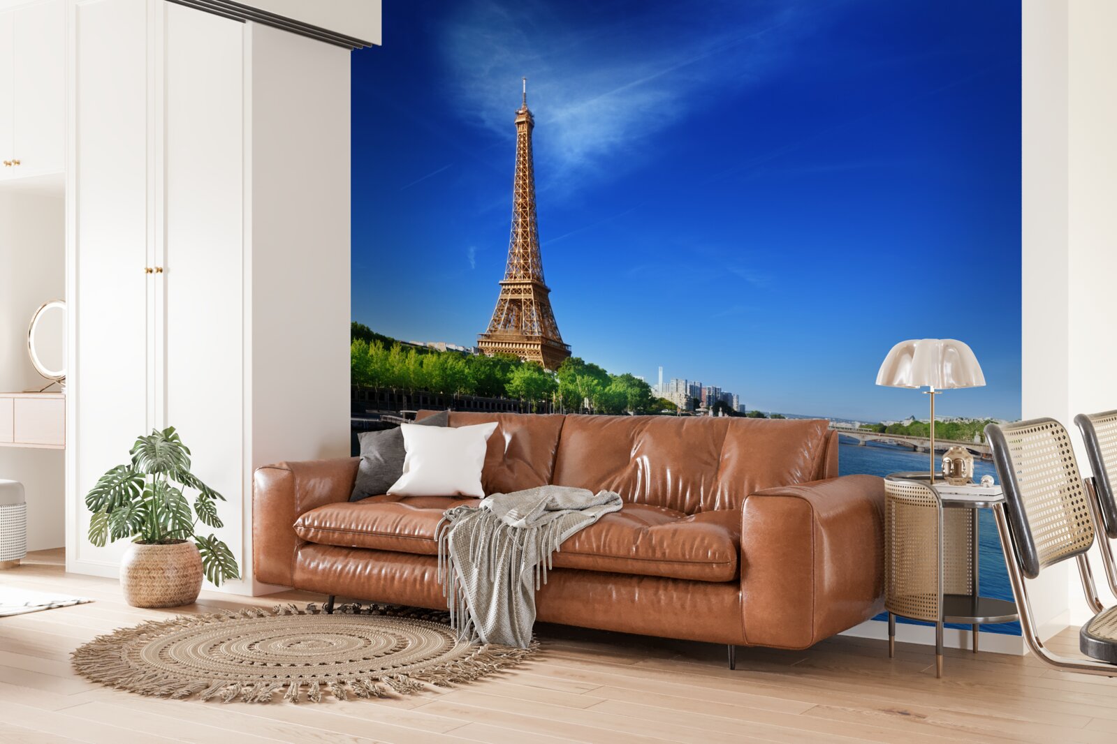 Fototapeta panorama wieży eiffla z przeciwległego brzegu
